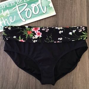 Swimsuits For All Black Floral Bikini Bottom